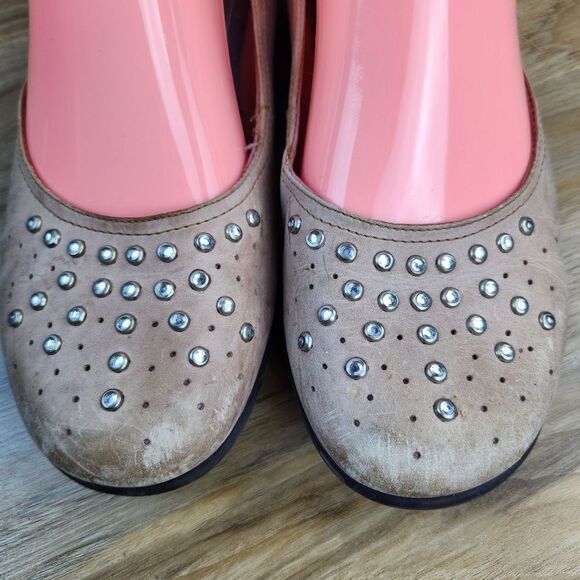 🐞Steve Madden Tan Bedazzled Rhinestone Ballet Flats Size 8 - Picture 7 of 9